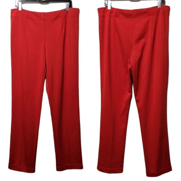KASPER Red Knit Straight Leg Pants 12 - Picture 1 of 7